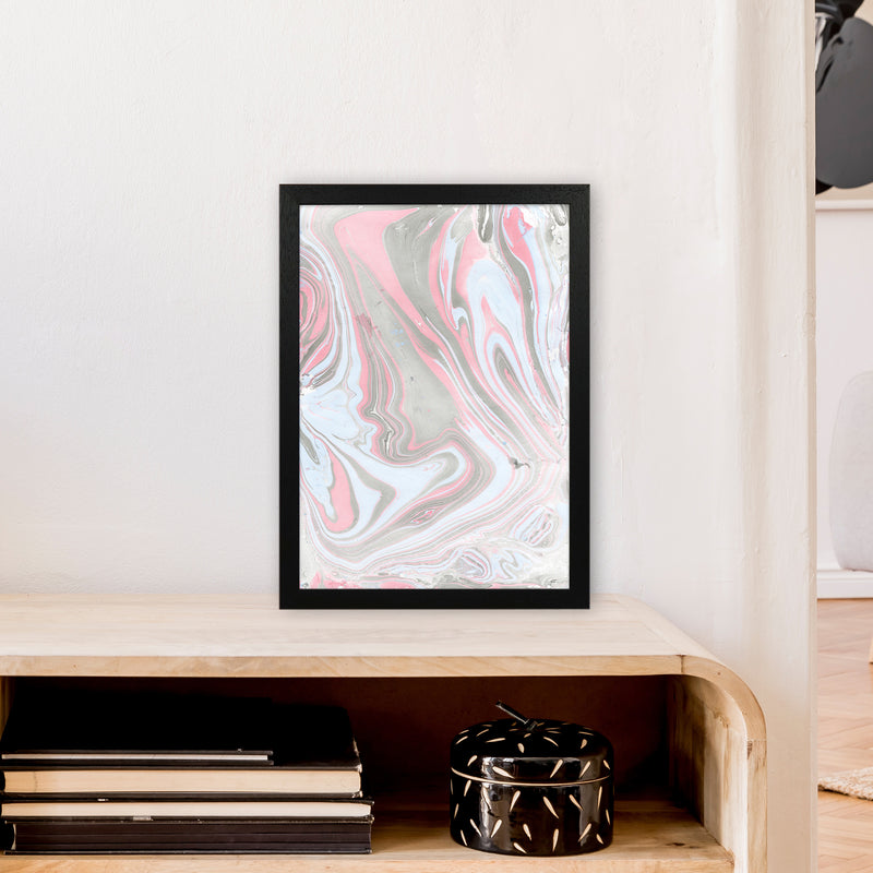 Liquid Mix Stone And Pink  Art Print by Pixy Paper A3 White Frame