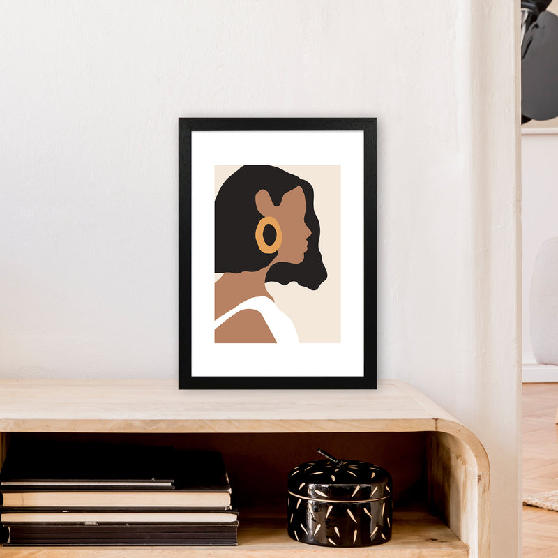 Mica Girl With Earring N6  Art Print by Pixy Paper A3 White Frame