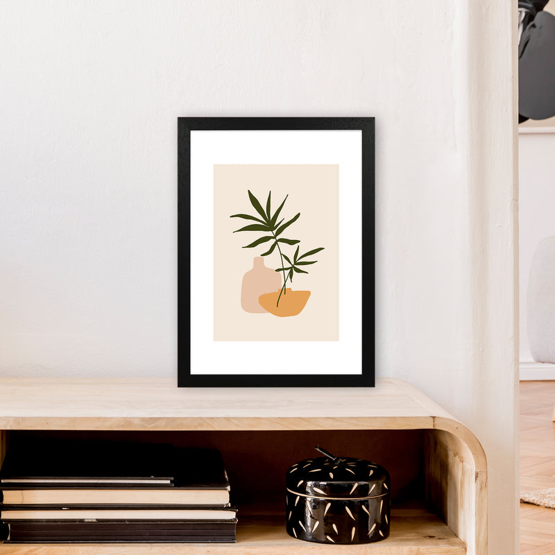 Mica Plant Pots Beige N1  Art Print by Pixy Paper A3 White Frame