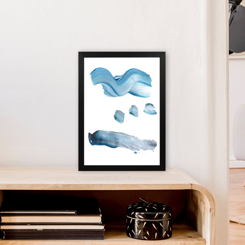 Light Blue Paint Strokes  Art Print by Pixy Paper A3 White Frame