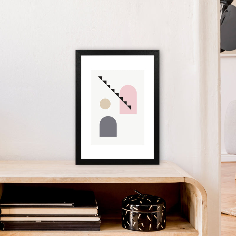 Mila Pink Stairs Left N4  Art Print by Pixy Paper A3 White Frame