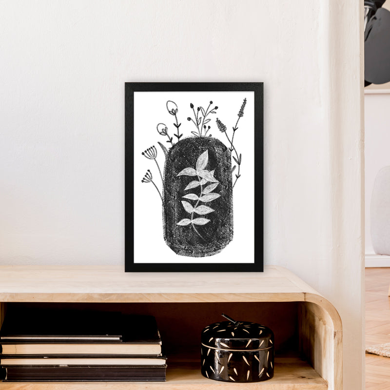 Dalia Chalk Black Floral  Art Print by Pixy Paper A3 White Frame