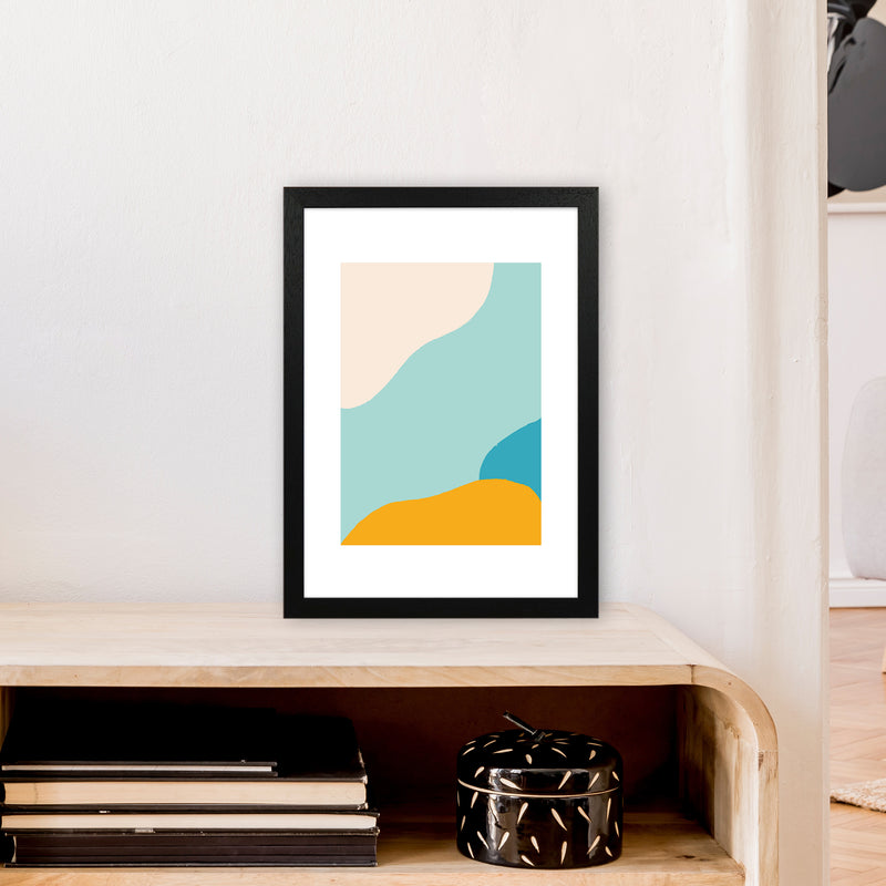 Mita Teal Abstract N18  Art Print by Pixy Paper A3 White Frame