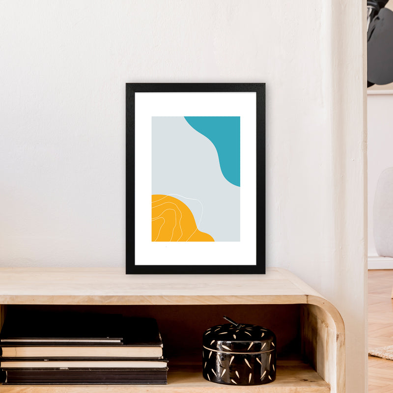 Mita Teal Abstract N19  Art Print by Pixy Paper A3 White Frame