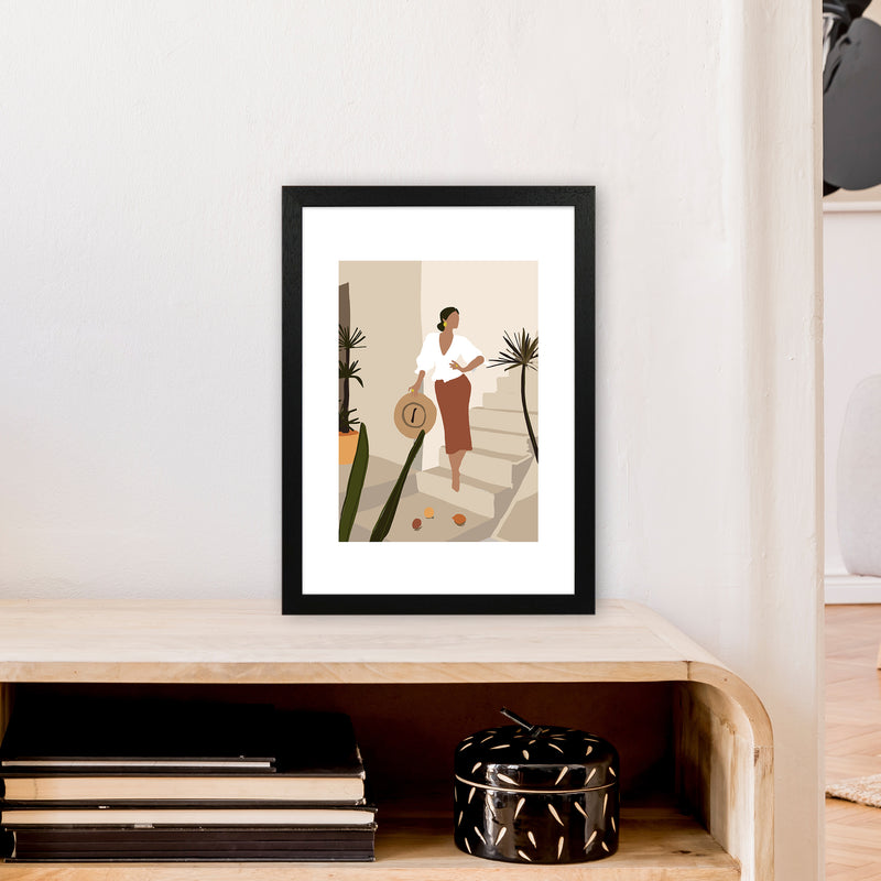 Mica Girl On Stairs N8  Art Print by Pixy Paper A3 White Frame