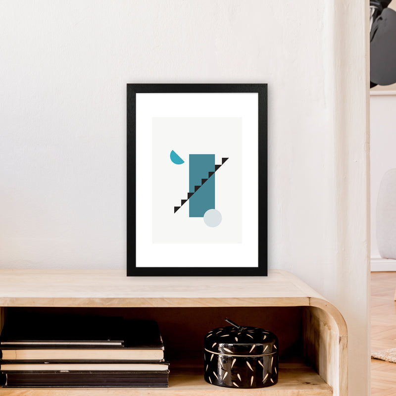 Mita Teal Abstract N11  Art Print by Pixy Paper A3 White Frame