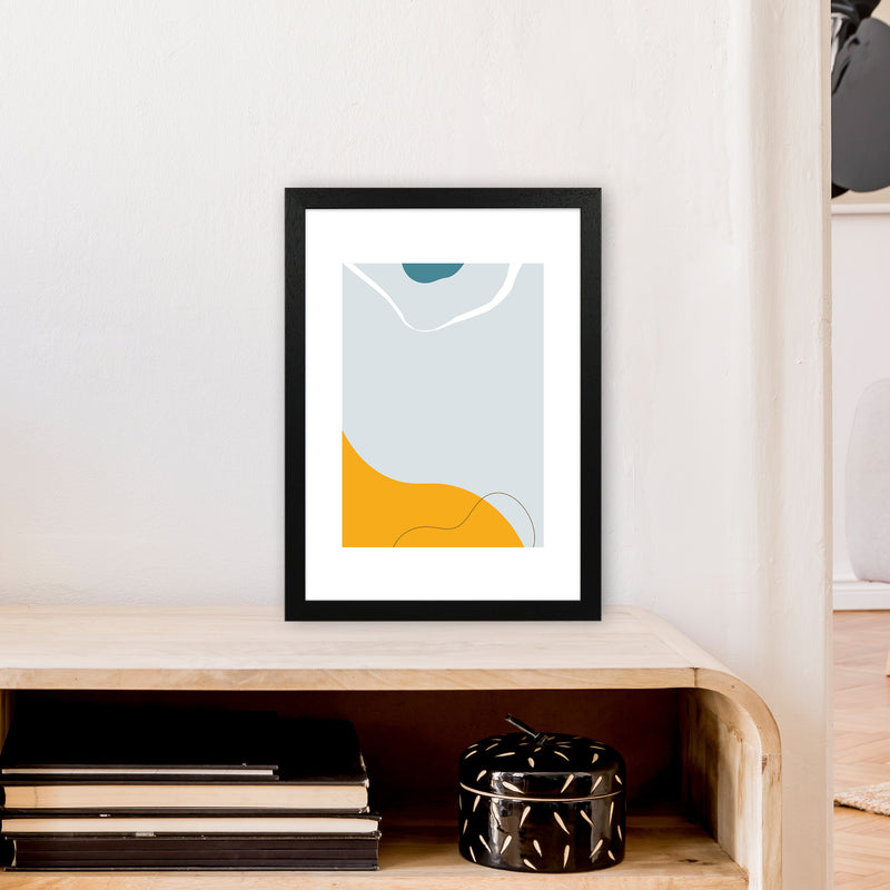 Mita Teal Abstract N21  Art Print by Pixy Paper A3 White Frame