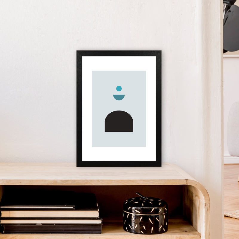 Mita Teal Abstract N12  Art Print by Pixy Paper A3 White Frame
