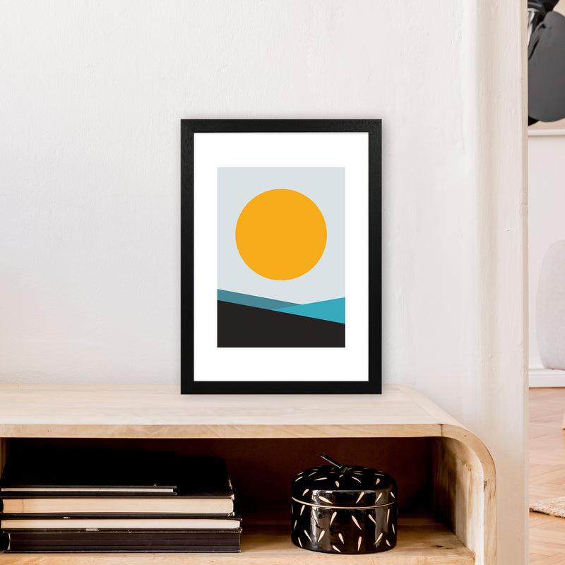 Mita Teal Big Sun N6  Art Print by Pixy Paper A3 White Frame