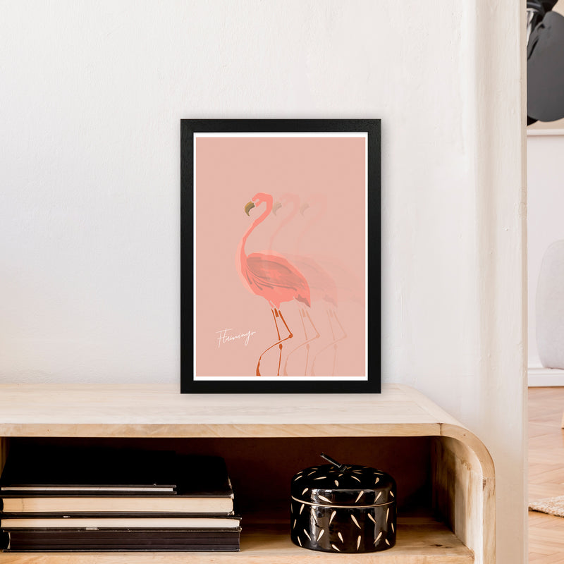 Flamingo Shadow Art Print by Pixy Paper A3 White Frame