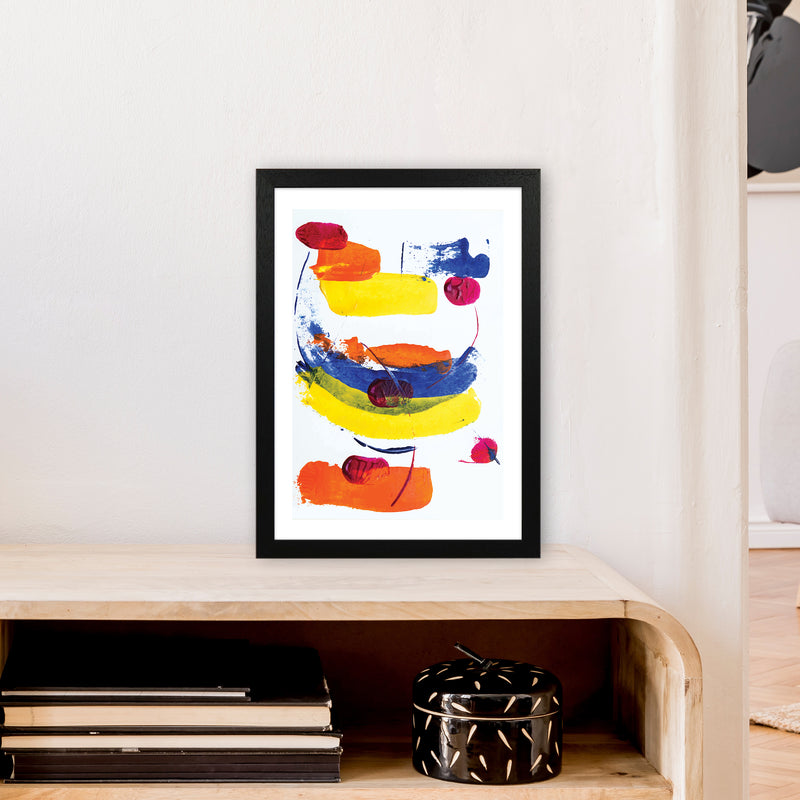 Bright Yellow Blue And Red Paint Strokes  Art Print by Pixy Paper A3 White Frame
