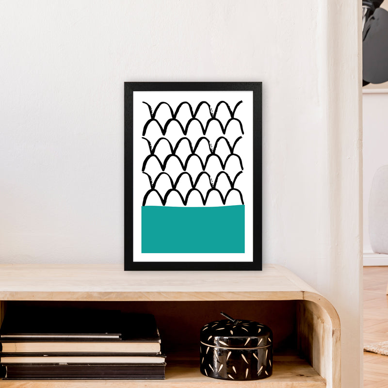 Teal Fishscales Neon Funk  Art Print by Pixy Paper A3 White Frame