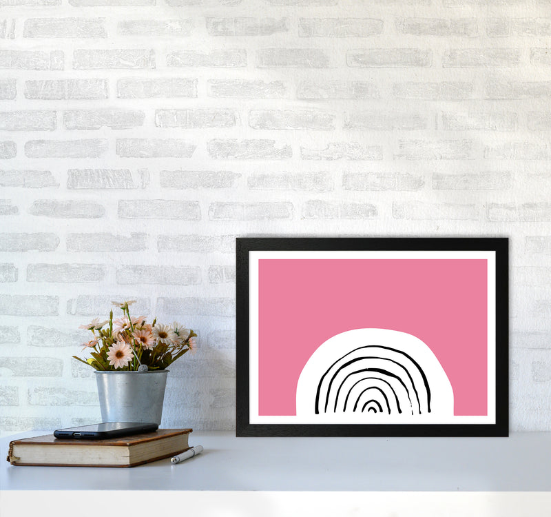 Pink Rainbow Neon Funk  Art Print by Pixy Paper A3 White Frame