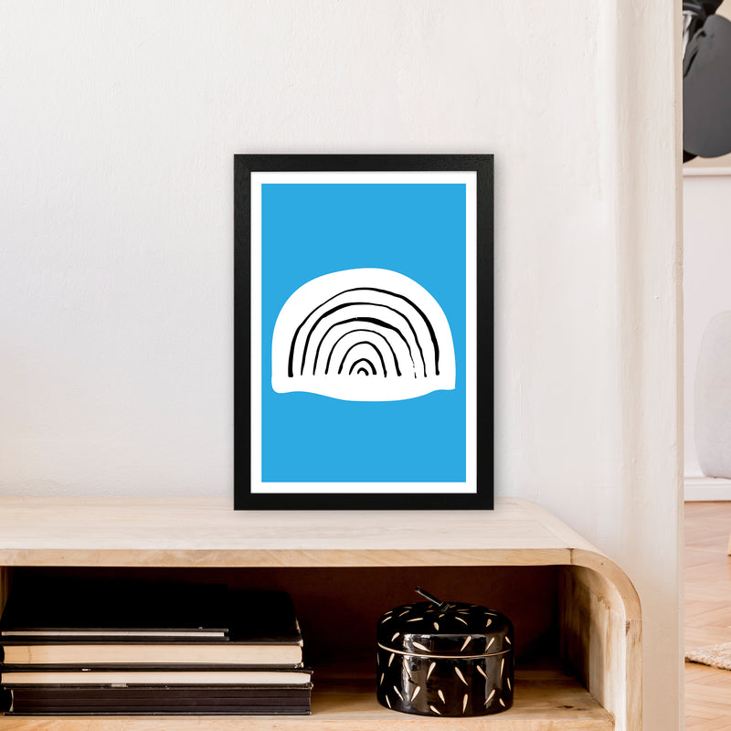 Blue Rainbow Neon Funk  Art Print by Pixy Paper A3 White Frame