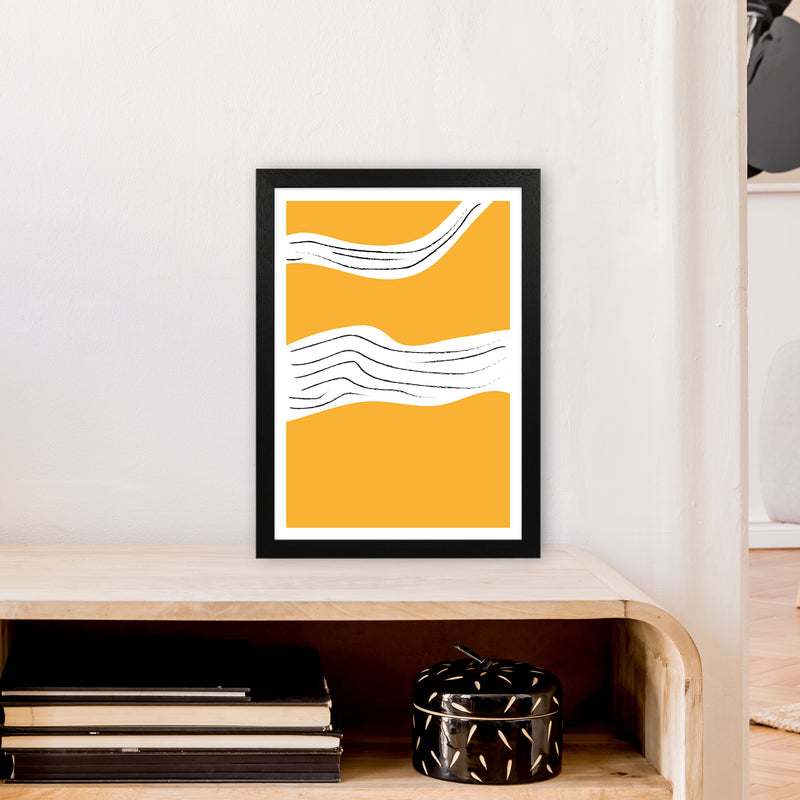 Yellow Lines Neon Funk  Art Print by Pixy Paper A3 White Frame