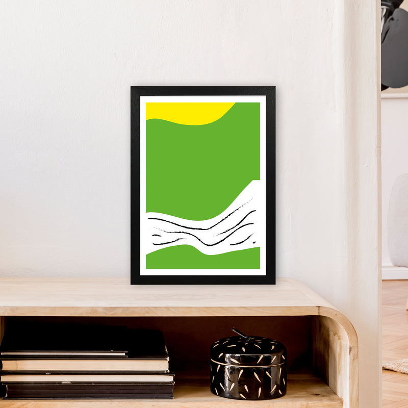 Green Lines Neon Funk  Art Print by Pixy Paper A3 White Frame