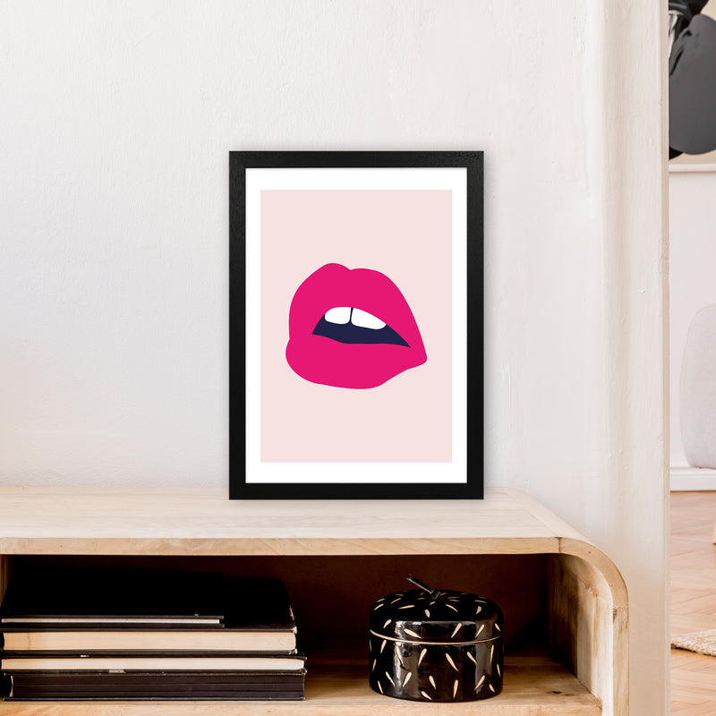 Pink Lips Salmon Back  Art Print by Pixy Paper A3 White Frame