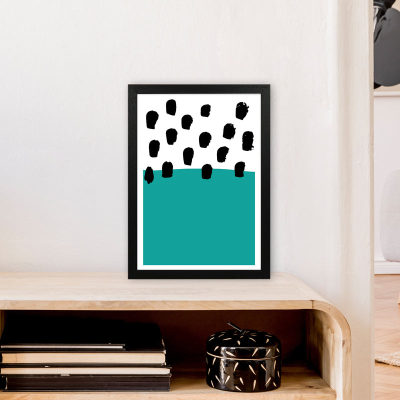 Teal Polka Neon Funk  Art Print by Pixy Paper A3 White Frame