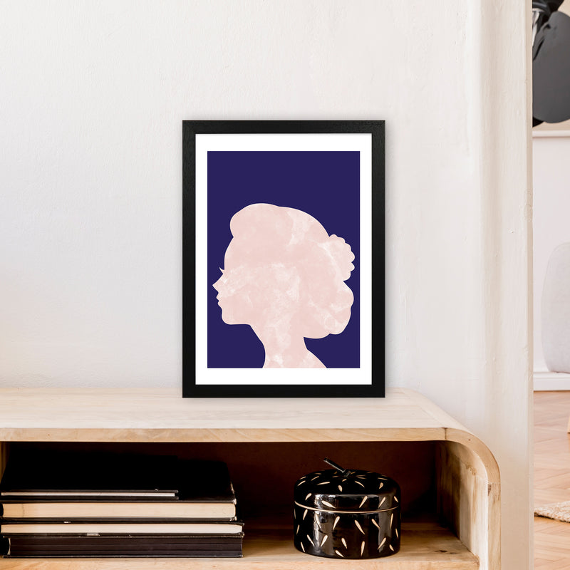 Marble Head Navy  Art Print by Pixy Paper A3 White Frame