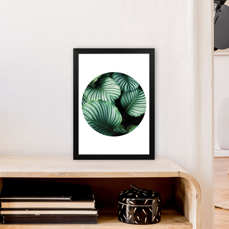 Green Leaf Circle Window  Art Print by Pixy Paper A3 White Frame