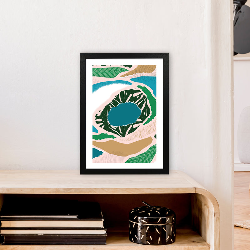 Blue Lake Jungle Abstract  Art Print by Pixy Paper A3 White Frame