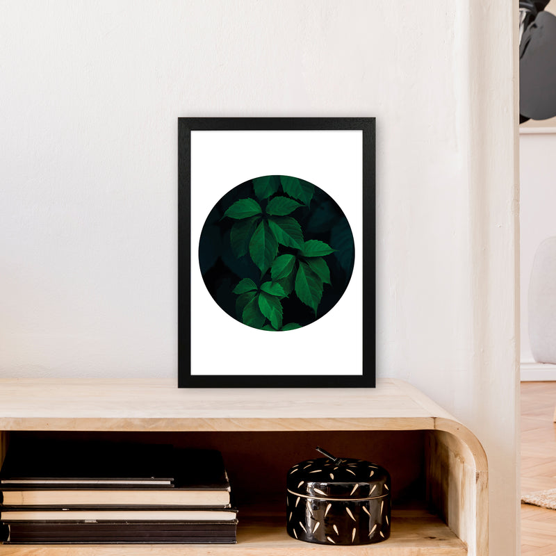 Deep Green Leaf Circle  Art Print by Pixy Paper A3 White Frame