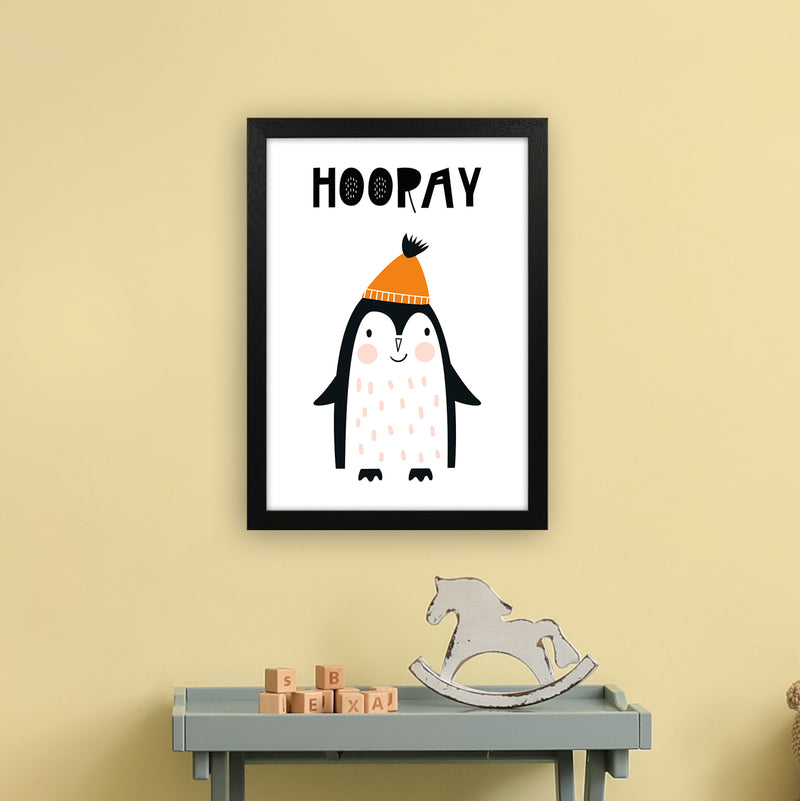 Hooray Penguin Animal  Art Print by Pixy Paper A3 White Frame