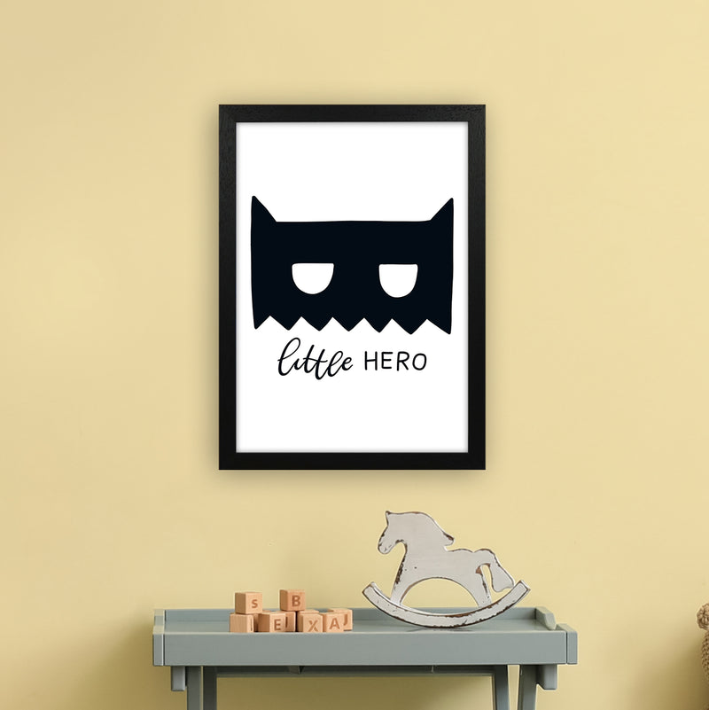 Little Hero Mask Super Scandi Black  Art Print by Pixy Paper A3 White Frame