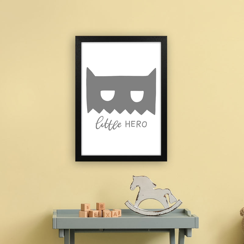 Little Hero Mask Super Scandi Grey  Art Print by Pixy Paper A3 White Frame