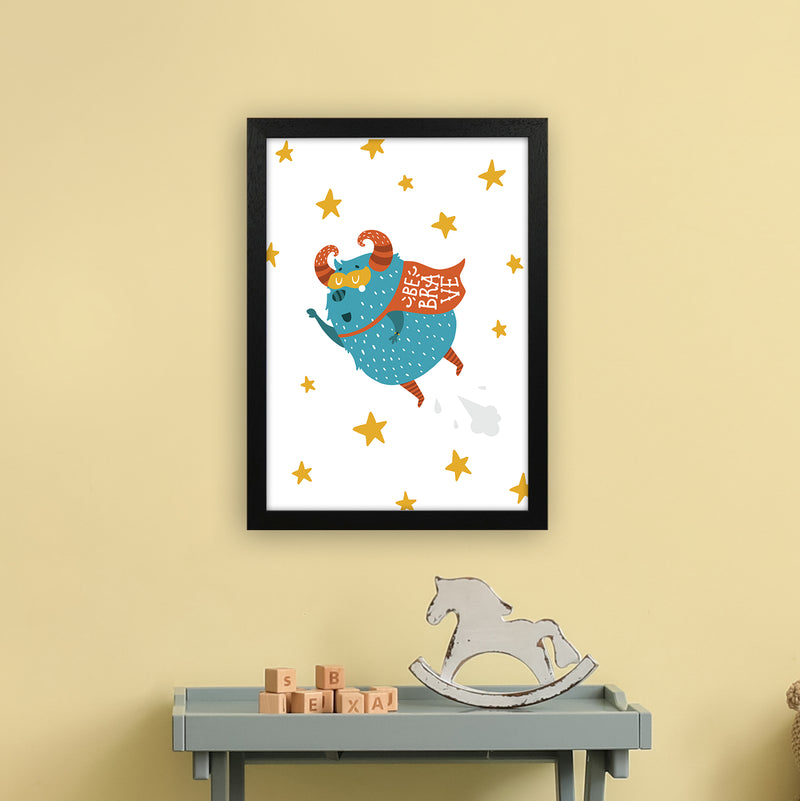 Little Monsters Flying Be Brave  Art Print by Pixy Paper A3 White Frame