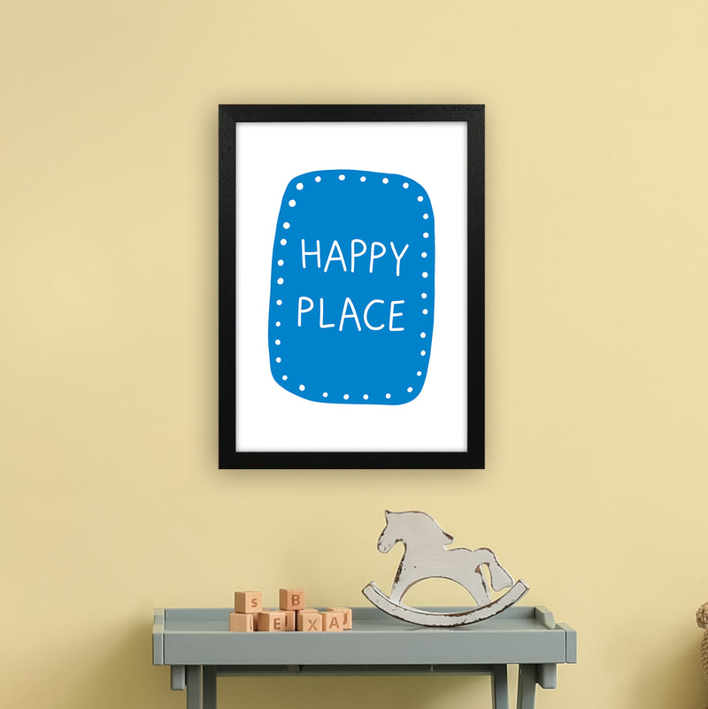 Happy Place Blue Super Scandi  Art Print by Pixy Paper A3 White Frame