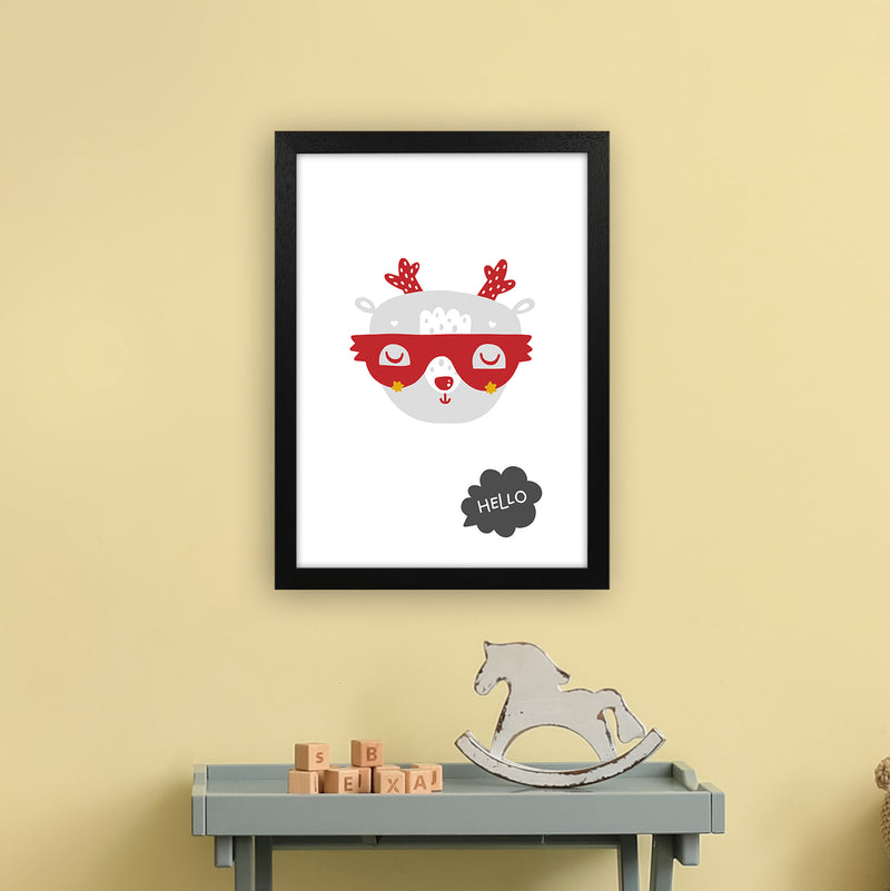 Hello Animal Red Super Scandi  Art Print by Pixy Paper A3 White Frame