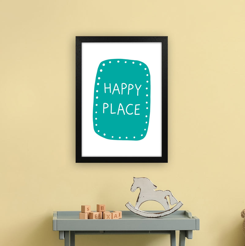Happy Place Teal Super Scandi  Art Print by Pixy Paper A3 White Frame