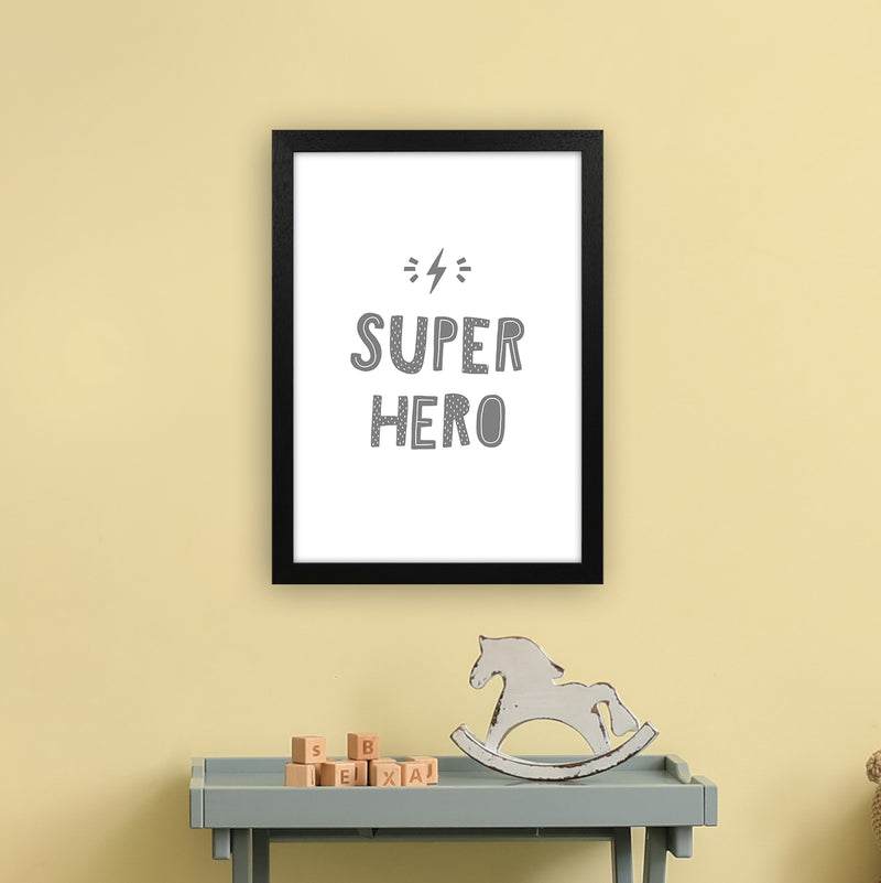 Super Hero Grey Super Scandi  Art Print by Pixy Paper A3 White Frame