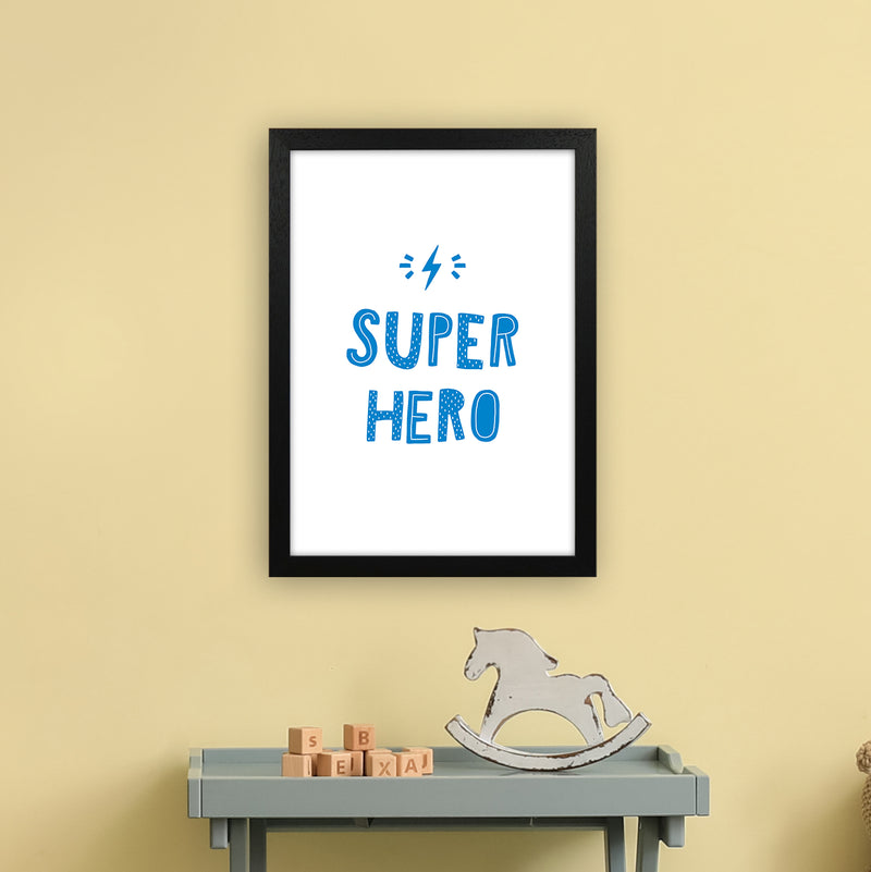 Super Hero Blue Super Scandi  Art Print by Pixy Paper A3 White Frame