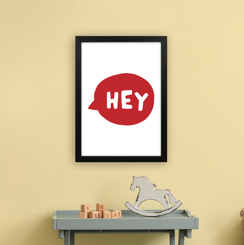 Hey Bubble Red Super Scandi  Art Print by Pixy Paper A3 White Frame