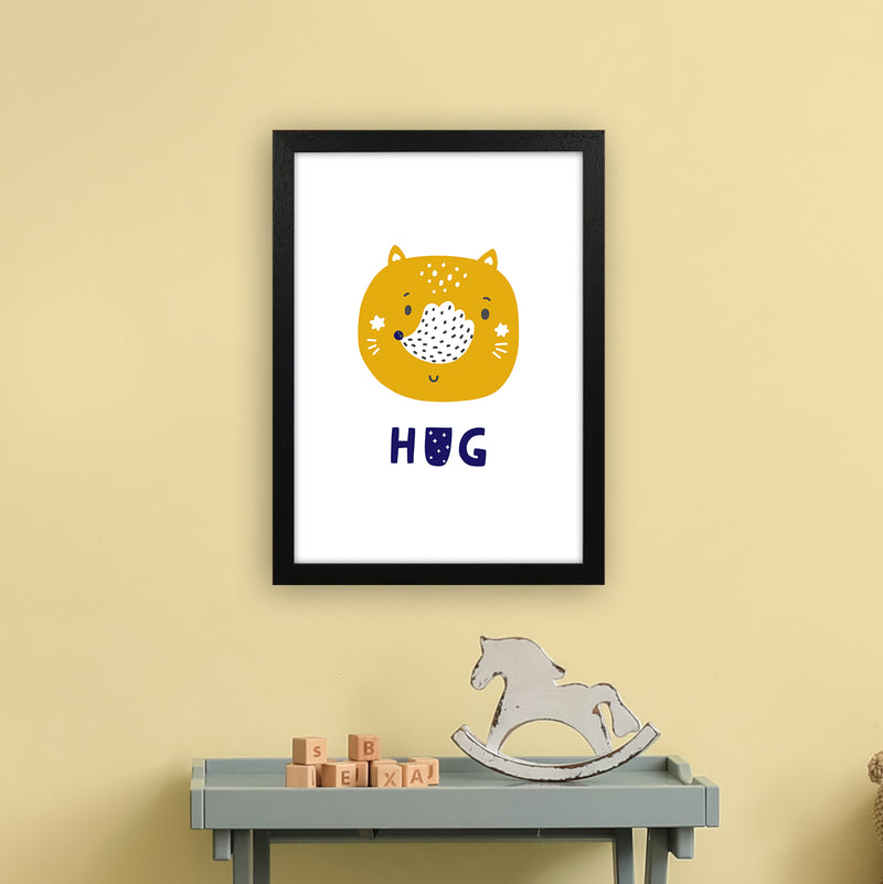 Fox Hug Navy Super Scandi  Art Print by Pixy Paper A3 White Frame