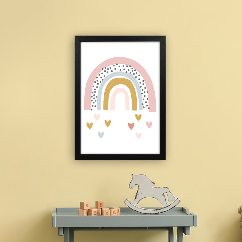 Rainbow With Heart Drops  Art Print by Pixy Paper A3 White Frame