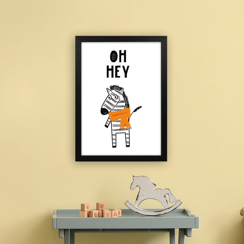 Oh Hey Zebra Animal Pop  Art Print by Pixy Paper A3 White Frame