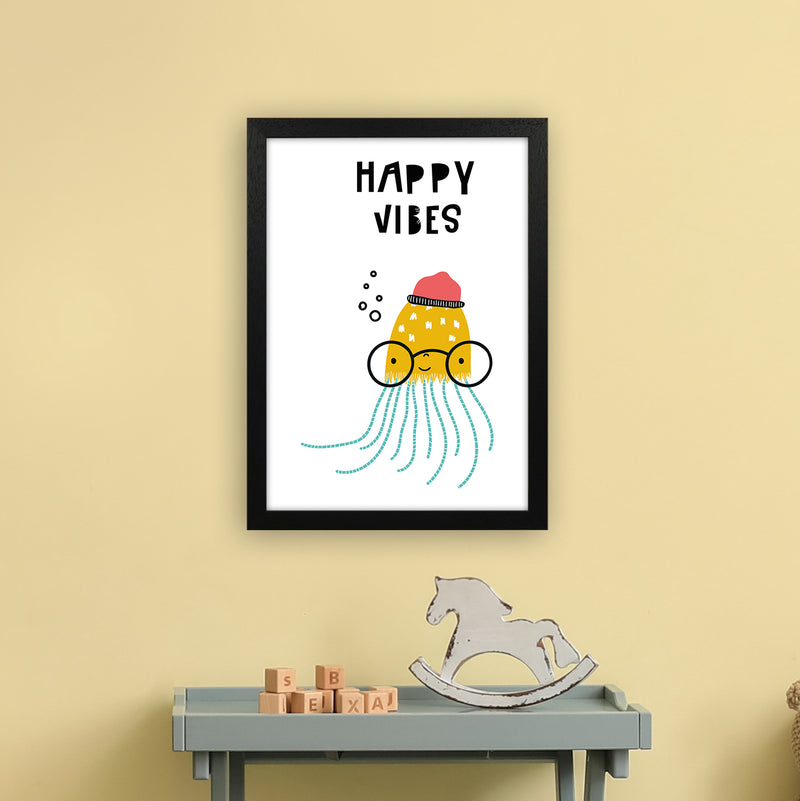 Happy Vibes Animal Pop  Art Print by Pixy Paper A3 White Frame