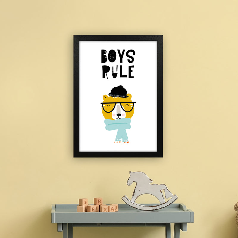 Boys Rule Animal Pop  Art Print by Pixy Paper A3 White Frame