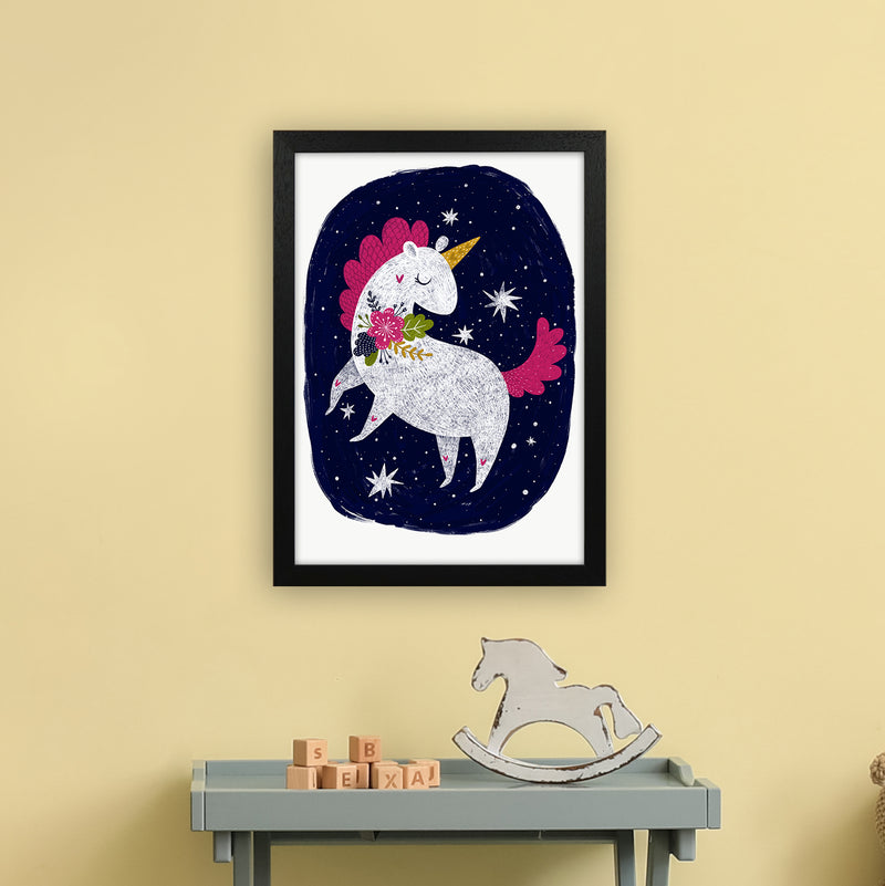 Unicorn Night Sky  Art Print by Pixy Paper A3 White Frame