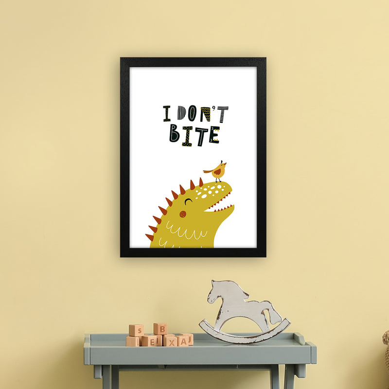 I Don'T Bite Dino  Art Print by Pixy Paper A3 White Frame
