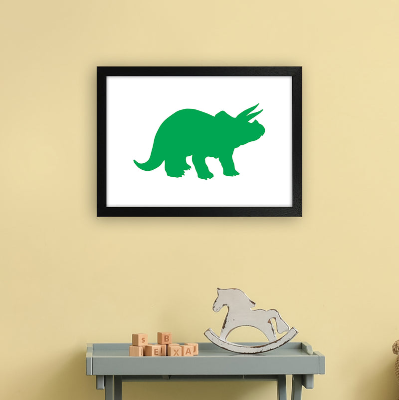 Triceratops Green  Art Print by Pixy Paper A3 White Frame
