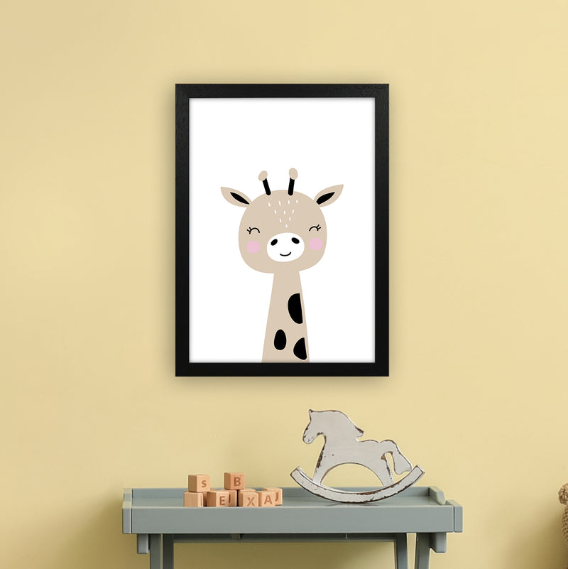 Giraffe Brown  Art Print by Pixy Paper A3 White Frame