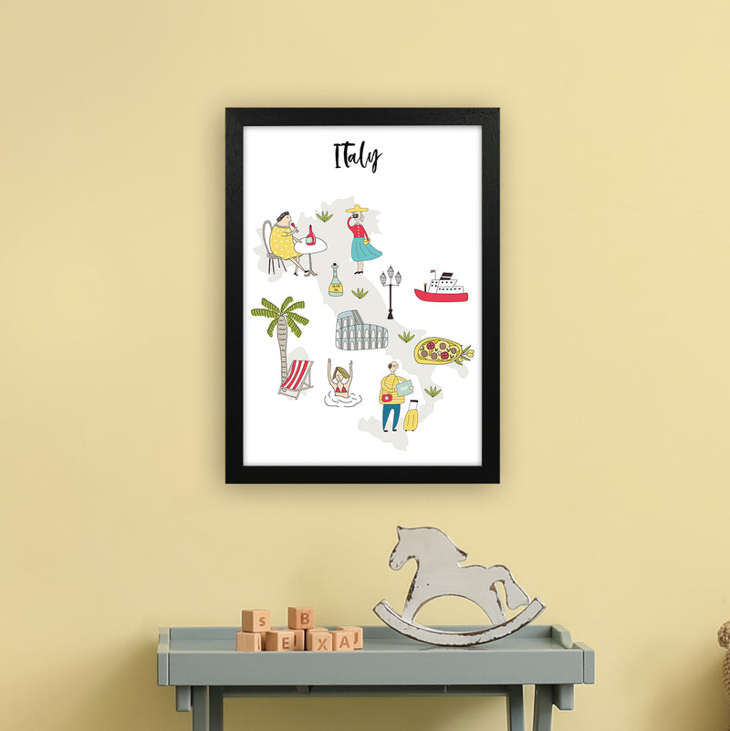 Italy Map  Art Print by Pixy Paper A3 White Frame