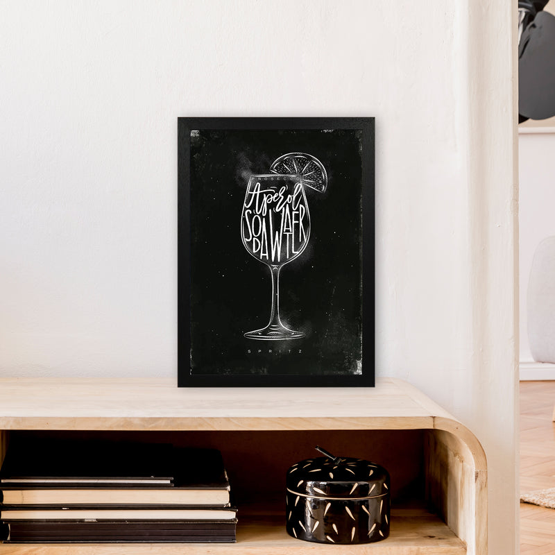 Prosecco Spritz Cocktail Black  Art Print by Pixy Paper A3 White Frame