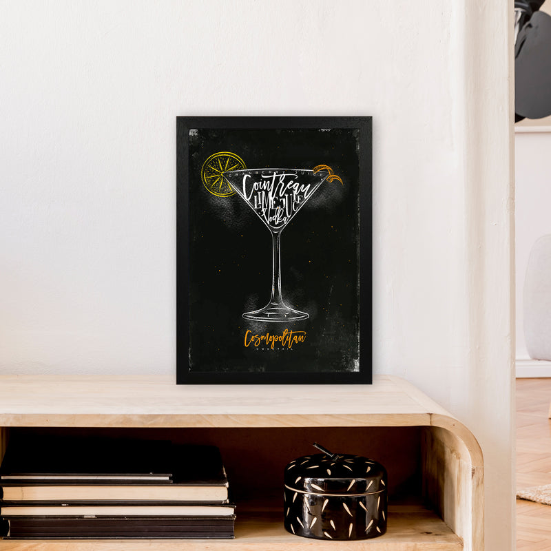 Cosmopolitan Cocktail Black  Art Print by Pixy Paper A3 White Frame