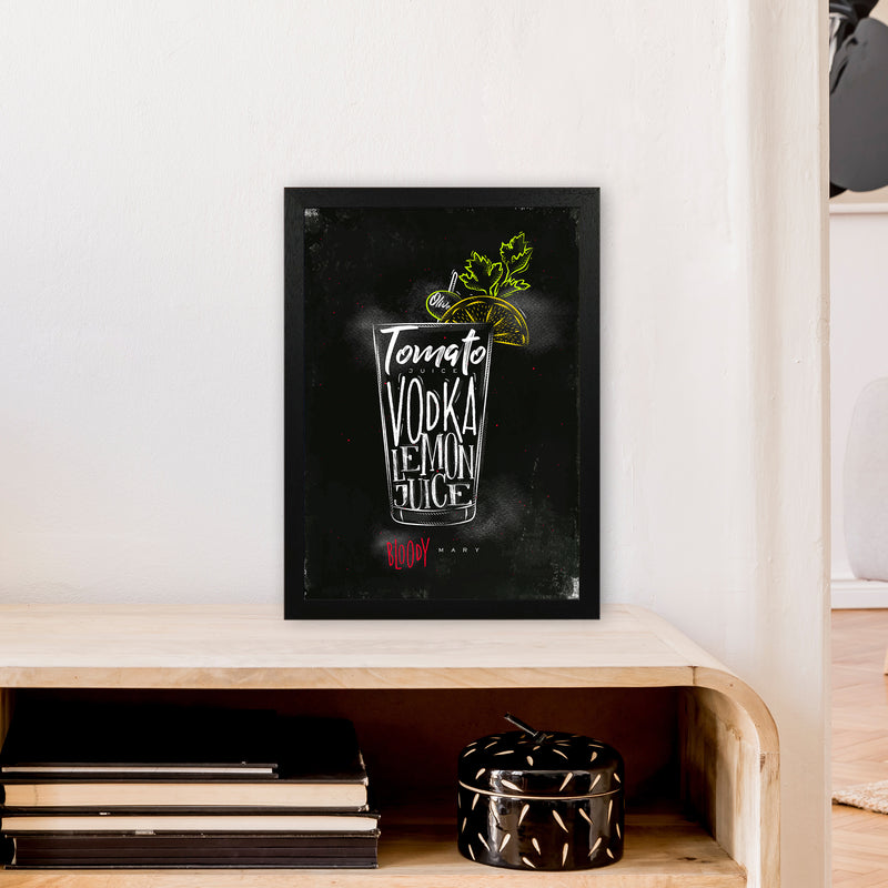 Bloody Mary Cocktail Black  Art Print by Pixy Paper A3 White Frame