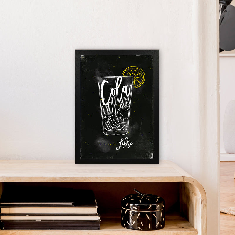 Cuba Libre Cocktail Black  Art Print by Pixy Paper A3 White Frame